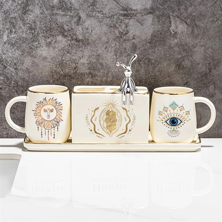 Ceramic Bathroom Set With Tray
